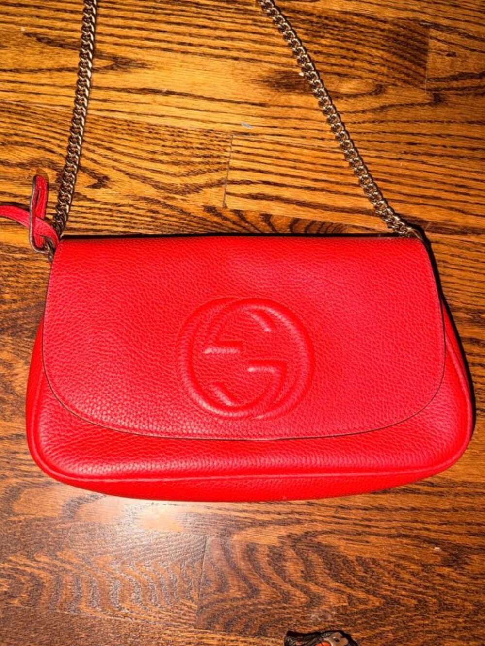Gucci Soho Chain Leather Tassel Clutch